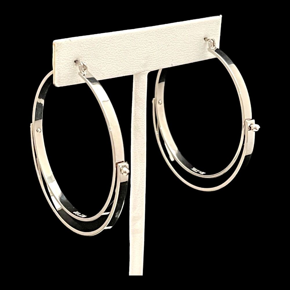 New Zaxie by Stephanie Taylor Hoop Earrings Silver Tone Hoops - 8E